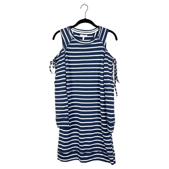 Maurices Women's Navy Nautical Stripe Cold Shoulder Lace Up Terry Dress Size XS - Picture 1 of 9